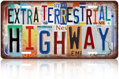 Vintage Wall Decor Extra Terrestrial Highway License Plate | Metal Sign Tin Signs