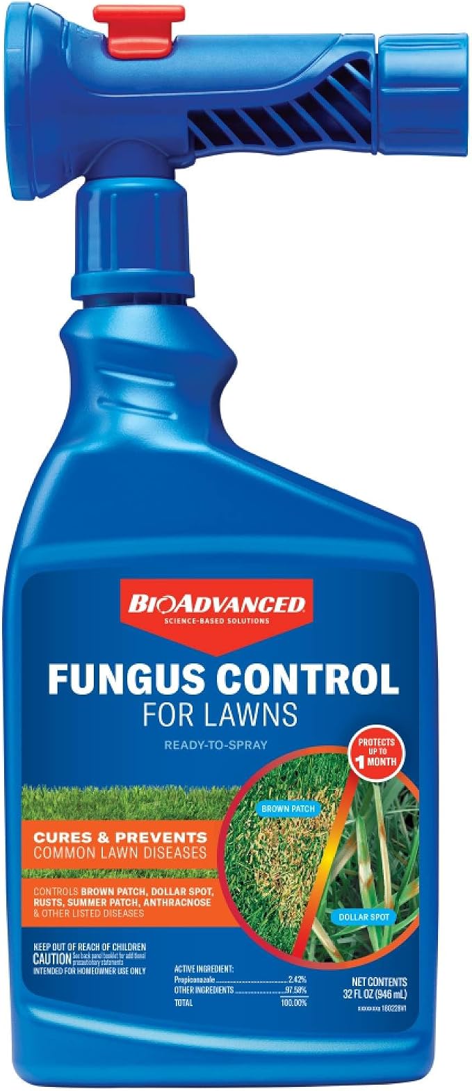 BioAdvanced Fungus Control for Lawns - Ready-to-Spray - Cures and Prevents Lawn Diseases - Up to 1 Month Protection - Covers 5,000 Square Feet - 32 fl oz Bottle