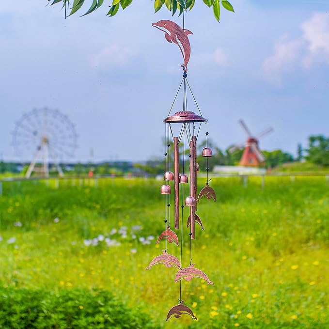 Dolphin Wind Chimes for Outside,Dolphin Gifts for Women/Men/Sympathy Gift/Memorial Gifts/Birthday Festival Metal windchimes Outdoors/Indoors,Patio,Garden Decor,Home,Porch,Yard