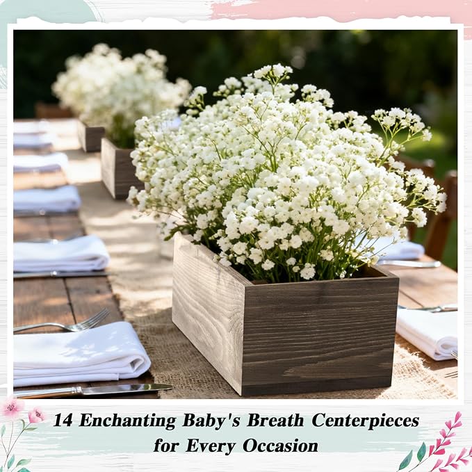Dandat 10 Set Wood Boxes for Centerpieces 12x4 Inch Rectangle Wooden Planter Box Rustic Wooden Planters with Removable Plastic Liner Floral Foam Blocks for Christmas Wedding Home Garden Decor(Brown)