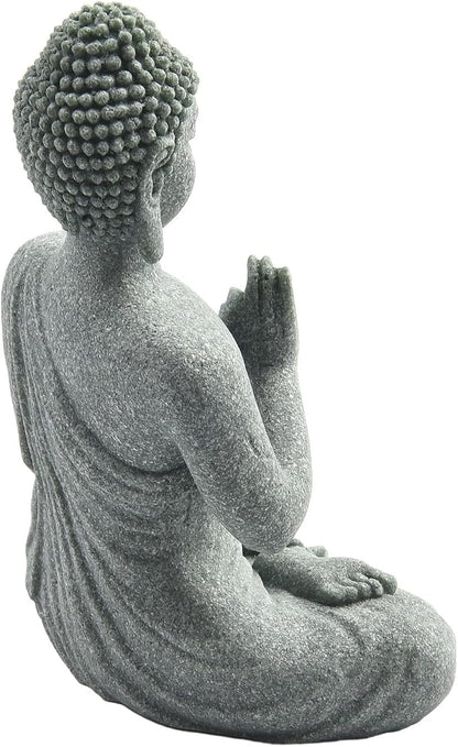 Garden Buddha Resin Stone Statue for Outdoor and Indoor Zen Decor Sandstone Effect Lawn Ornament for Home and Garden Landscaping or Meditation Space(C)