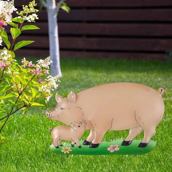 Decorative Garden Stakes with Pig Design,Ideal for Pig Lovers for Yard Art, Outside, Patio, Outdoor Decor, Garden Decorations, Lawn Ornaments