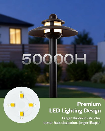LITFIT Low Voltage Landscape Lighting, 3CCT 2700K/3000K/4000K Electric LED Garden Lights, 12V 3.87W 16.3" Tall Pathway Light Wired, ORB Aluminum Yard Light, Waterproof Outdoor Light Fixture, 4 Pack