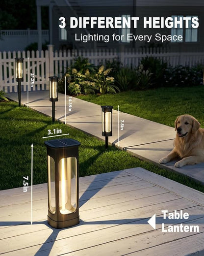 LIANGLOME Solar Pathway Lights Outdoor - IP55 Waterproof Solar Lights with 100+ Flexible Filament LEDs, 3000K Warm White, 10-15H Runtime, Outdoor Solar Lights for Yard Patio Garden