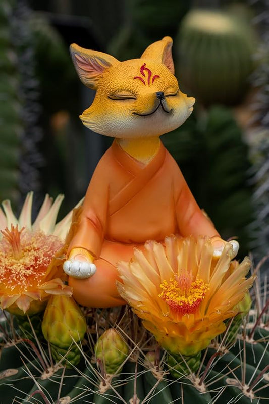 Zen Fox Figurine, Meditating Fox Buddha Statue for Home Decor, Living Room, Yoga & Meditation Accent, Shelf, Table, Desk Decor, Outdoor Garden Decor, Gifts for Women