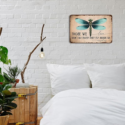 mmiishe Vintage Metal Garden Signs Plant Accessories Dragonfly Gifts for Women Men Gardeners Rustic Metal Wall Art for Home Gate Garden Cafes Patio Porch 8x12 Inches Birthday Anniversary Decoration