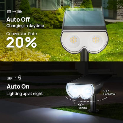 Solar Lights Outdoor Waterproof, Consciot 16 LEDs IP67 Spot Lights Outdoor, Auto On/Off Solar Landscape Spotlights, 2-in-1 Adjustable Wall Lights for Garden Yard Pathway, Cool White 4 Pack