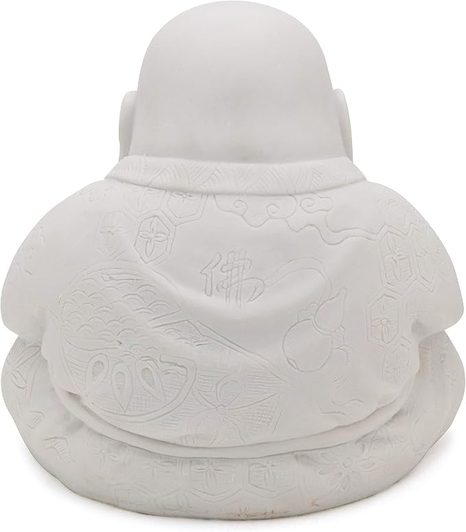 Buddha Groove Happy Buddha Statue - Decorative Zen Figurine for Home and Garden, Outdoor-Friendly (White), Perfect for Meditation and Feng Shui