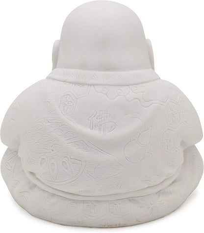 Buddha Groove Happy Buddha Statue - Decorative Zen Figurine for Home and Garden, Outdoor-Friendly (White), Perfect for Meditation and Feng Shui