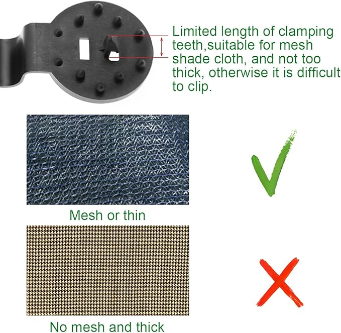 100Pcs Plastic Shade Cloth Clips Black Heavy Duty Sun Shade Lock Grip | UV Resistant Fasteners for Sun Shade Net, Garden Fabric, Anti Bird Netting, Easy Install Reusable Windproof Fixing Clips