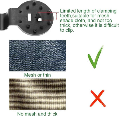 100Pcs Plastic Shade Cloth Clips Black Heavy Duty Sun Shade Lock Grip | UV Resistant Fasteners for Sun Shade Net, Garden Fabric, Anti Bird Netting, Easy Install Reusable Windproof Fixing Clips