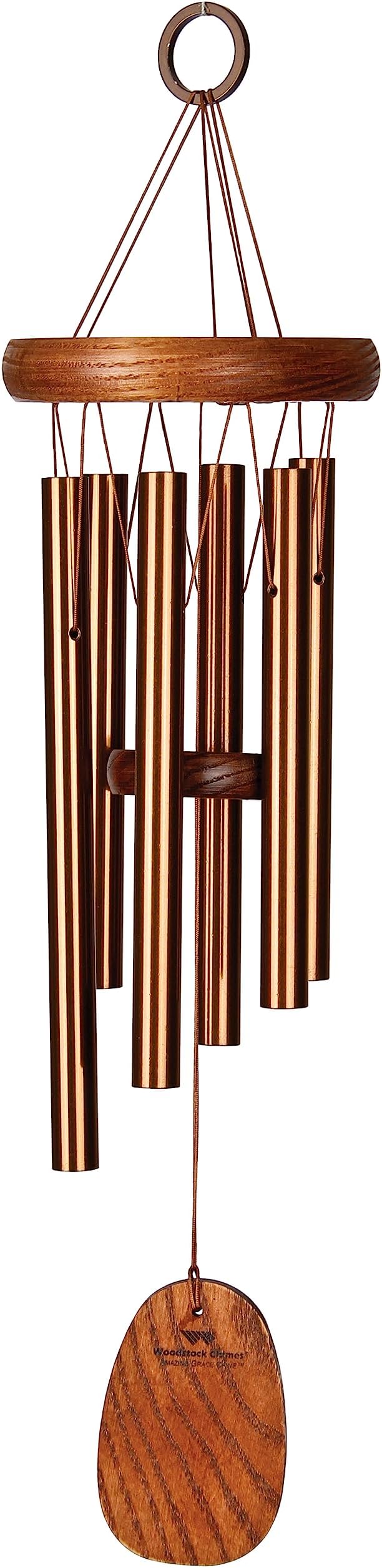 Woodstock Wind Chimes Amazing Grace Chime Wind Chime Inspirational and Memorial Gifts Wind Chimes for Outside Patio Home or Garden Decor (Bronze, 16" Small)