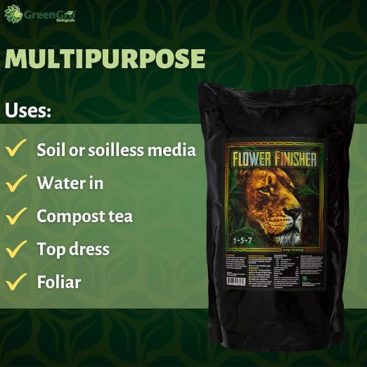 GreenGro Flower Finisher - Organic NPK Fertilizer & Big Bloom Booster for Plants in Flower/Ideal Nutrients to Maximize Yields/P-K Booster Phosphorus Fertilizer/Denser & Bigger Buds (10 lb)