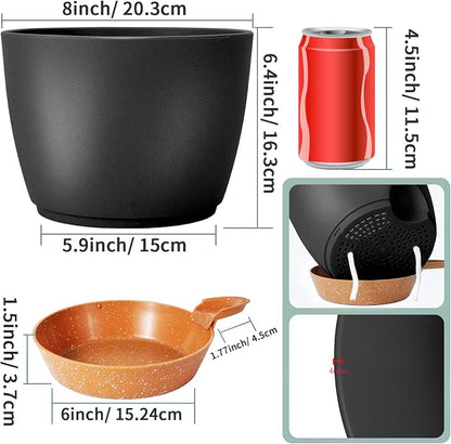 GARDIFE Plant Pots Set of 2 Pack 8 inch,Planters for Indoor Plants with Drainage Holes, Modern Decorative Flower Pots for All House Plants, Flowers, Black&Brown