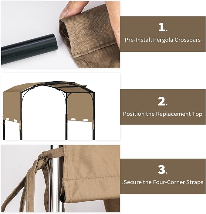 85"x 208" Universal Pergola Shade Cover, Garden Shade Replacement for 17x7.4 Ft Outdoor Pergola Structure, Patio Gazebo Canopy, Porch, Balcony Waterproof Top (Cover Only, Khaki)