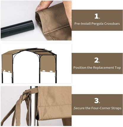 85"x 208" Universal Pergola Shade Cover, Garden Shade Replacement for 17x7.4 Ft Outdoor Pergola Structure, Patio Gazebo Canopy, Porch, Balcony Waterproof Top (Cover Only, Khaki)