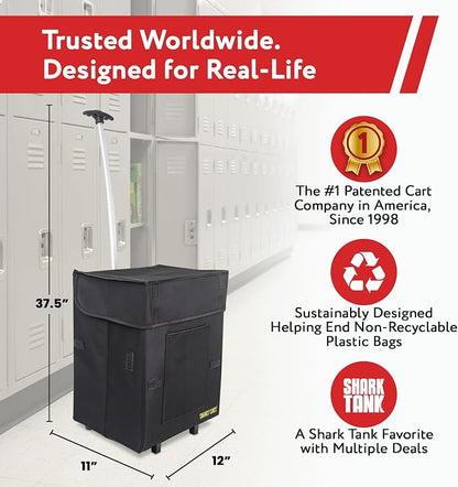 dbest products Smart Cart, BLACK Collapsible Rolling Utility Cart Basket Grocery Shopping Teacher Hobby Craft Art