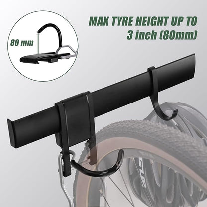 Wall 2/3/4 Bike rack, Fits Max 3 Inch for Mountain Bike eBike, 110 lbs Weight Capacity, with Helmet Hook, Modular Hook Track Design Heavy duty Wall mount Bicycle Hanger for Garage Storage