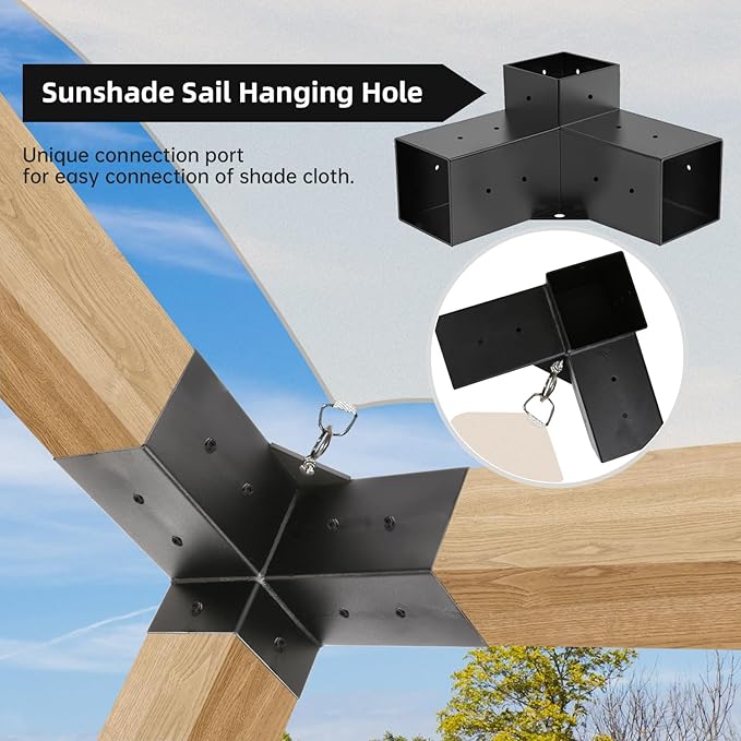 Pergola Kit, Pergola Brackets 3-Way Brackets and 4-Way Brackets Kit for Woodworks DIY Post Base, Wooden Beams for Gazebos, Patio Pergolas, Log Cabin Outdoor Pergola Hardware for 4x4 Lumber
