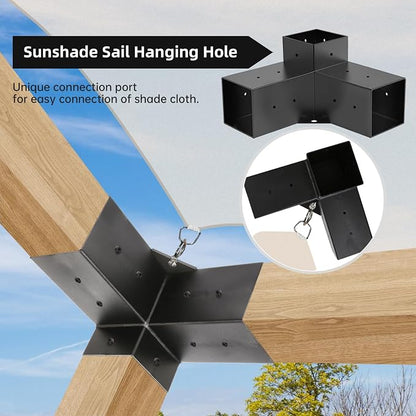 Pergola Kit, Pergola Brackets 3-Way Brackets and 4-Way Brackets Post Base Kit for Woodworks DIY, Wooden Beams for Gazebos, Patio Pergolas, Log Cabin Outdoor Pergola Hardware for 4x4 Lumber