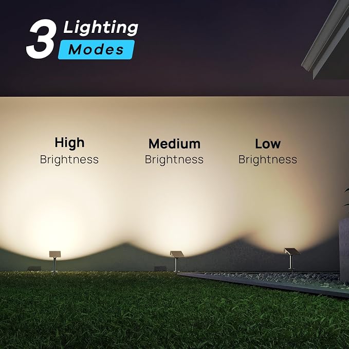 Consciot Solar Lights Outdoor Waterproof, 3 Color Solar Garden Light, Adjustable 170° Spot Lights for Outside Yard Landscape Lighting Pathway Halloween, IP65, Auto On/Off, 8 Pack, WS002UCW