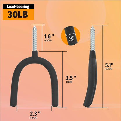 HUHOLE 6 Pack Screw in U Hooks Garage Storage Organizers | Shovel Holders with 30 lb Capacity for Garden Tools, Power Equipment, Rakes, Weed Trimmers, Ladders and Extension Cords