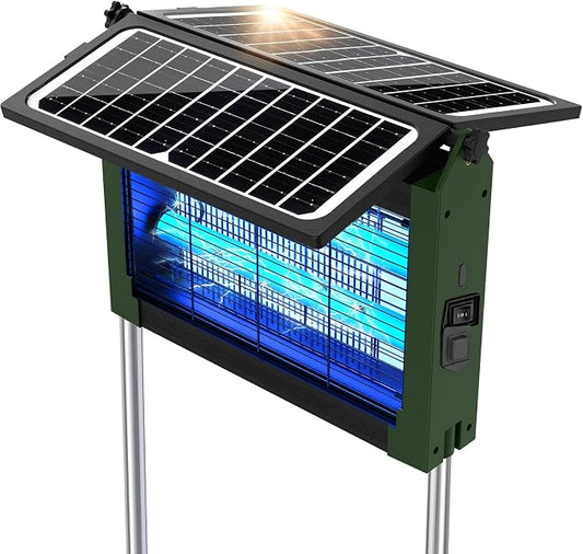 Solar Bug Zapper, 4500V Mosquito Zapper Outdoor Waterproof with Dual Solar Panel, USB Rechargeable Mosquito Killer, Cordless Fly Insect Zapper Waterproof for Patio Yard Garden Home Camping