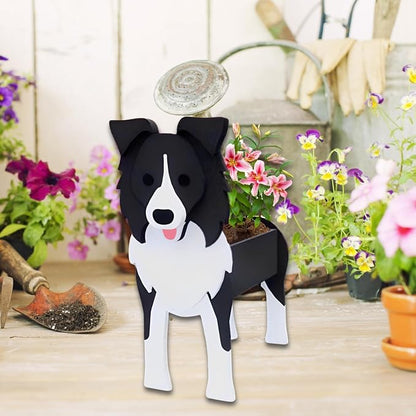 Border Collie Dog Planter, 9.45 x 5.94 x 13.39 Inches | Dog Flower Pot, Cute Animal-Shaped Plant Pot, Gifts for Women & Pet Lovers, Indoor and Outdoor Garden, Home and Office Decor