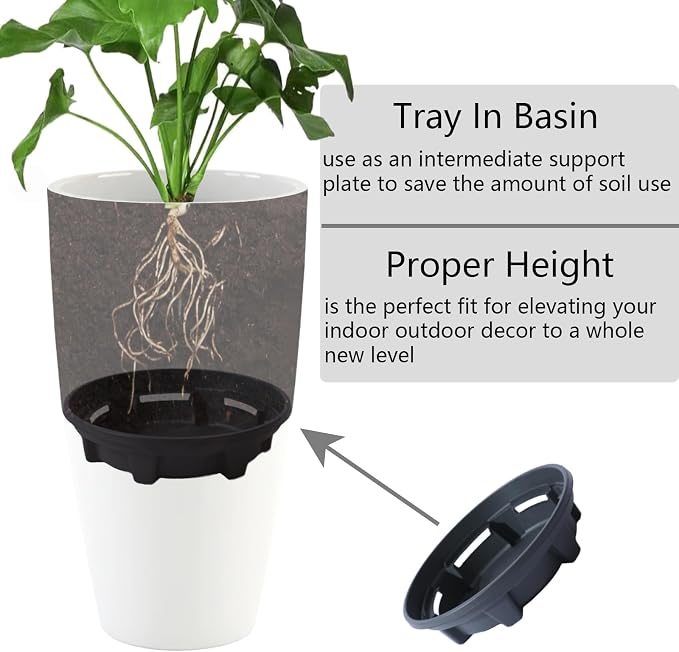 Sun-E Tall Planters for Outdoor Indoor Plants 2 Pack, 21-Inch Large Glossy White Planter, High Gloss Glazed Ceramic-Look Tall Pure White Flower Pots for Bright Entryway Modern Decor