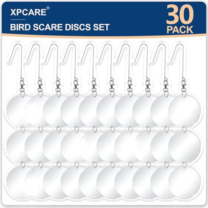 XPCARE 30 Pcs Bird Scare Discs Set, Reflective Double-Sided Bird Reflectors Upgraded Discs Set Reflective to Scare Bird Like Woodpeckers Pigeons Ducks