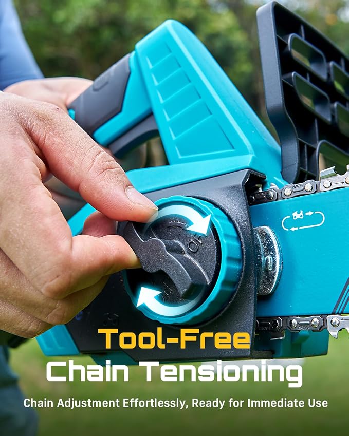 SEESII 12-Inch Electric Chainsaw Cordless, Brushless Motor | 2 x 4.0Ah Battery, Auto Oiling, Tree Saw with Tool-free Chain Tension, Wood Cutting Trimming Branch, Yard Work
