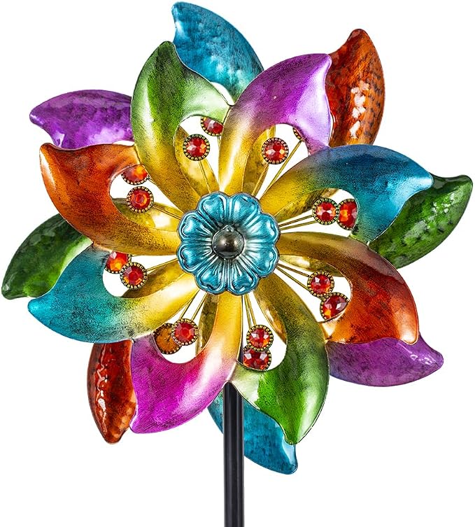 DREAMYSOUL Metal Wind Spinners Outdoor, 63" Kinetic Wind Spinners Colorful Wind Sculpture Yard Art for Garden Patio Lawn Decor