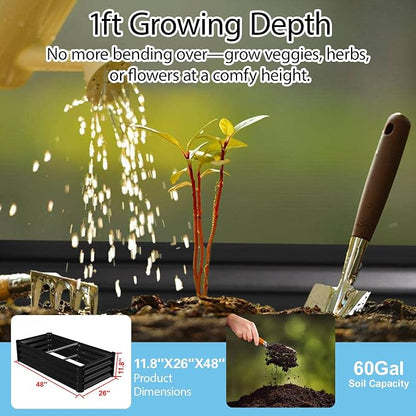 Raised Garden Bed 2 Pack 8x4x1FT, Premium Galvanized Raised Garden Bed, Large Raised Garden Beds Outdoor for Deep-Rooted Vegetables, Flowers, Green and Herbs, Black