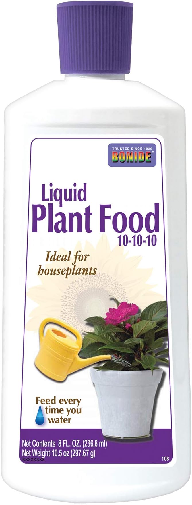 Bonide Houseplant Liquid Plant Food 10-10-10, 8 oz Concentrated Fertilizer for Indoors, Use Every Time You Water | Concentrated Fertilizer for Indoors