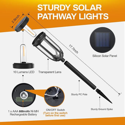 UMYBJRNDSA-Solar Lights Outdoor 8 Pack, Solar Pathway Lights, Solar Lights Outdoor Waterproof IP65, Bright Auto On/Off Garden Lights, Solar Landscape Lights for Driveway Walkway Lawn Yard (Warm White)