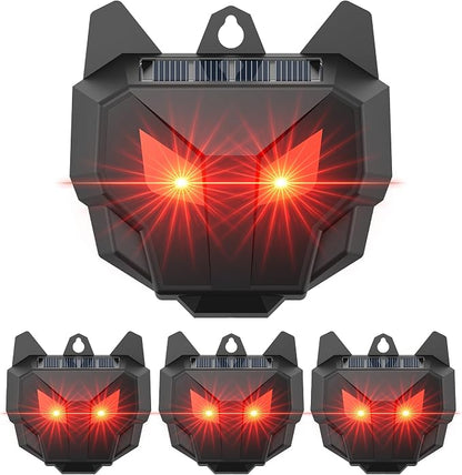 4 Pack Solar Nocturnal Animal Repeller, Humane Coyote Deterrent, Waterproof Racoon Repellent Outdoor for Fox, Deer, Skunk, Predator Lights for Chicken Coop, Farm & Garden (4, Black)