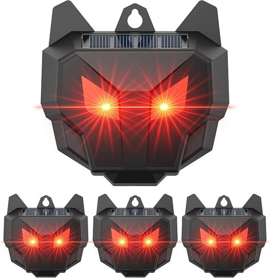 4 Pack Solar Nocturnal Animal Repeller, Humane Coyote Deterrent, Waterproof Racoon Repellent Outdoor for Fox, Deer, Skunk, Predator Lights for Chicken Coop, Farm & Garden (4, Black)