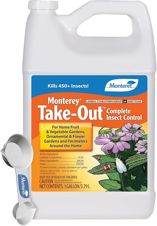 Monterey Take-Out Complete Insect Control – 1 Gallon Outdoor Concentrate – Kills 450+ Insects Above & Below Ground – Mosquito, Flea, Ant & Mite Killer – Covers Up to 64,000 Sq. Ft.