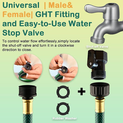 10FT 1/2 Inch Style PVC Short Garden Hose Extension | Compact Extra Reach For Home Gardeners Watering Patios, Small Yards And Nearby Garden Beds