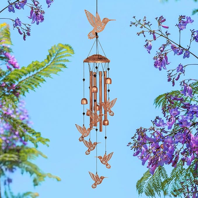 GDNSFIT Hummingbird Wind Chimes for Outside,Metal Windchimes,Hummingbird Gifts for Women/Men,Wind Chime Garden Decor Outdoor,Memorial/Housewarming/Birthday/Festival Gifts,Front Yard Decor