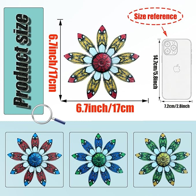 LWINGFLYER 4 Pcs Vintage Metal Wall Decor Butterfly & Flower - Rustic Farmhouse Metal Wall Art for Indoor Bathroom & Outdoor Fence Decoration (Flowers)