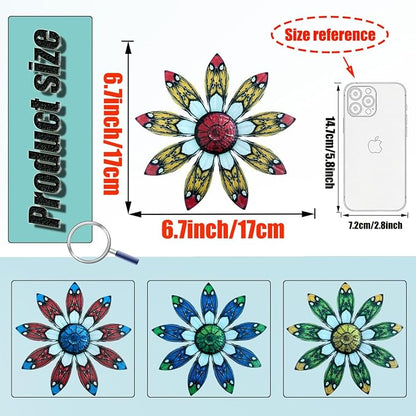 LWINGFLYER 4 Pcs Vintage Metal Wall Decor Butterfly & Flower - Rustic Farmhouse Metal Wall Art for Indoor Bathroom & Outdoor Fence Decoration (Flowers)