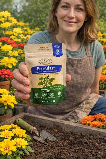 Eco-Blast™ Instant Compost Tea – 2oz Bag. Soil Microbes with Plant Probiotics, Mycorrhizae, Kelp, Yucca, Humic, Amino & Fulvic Acids.