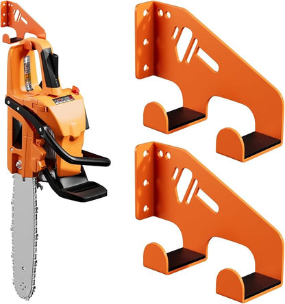 XZHXFX Chainsaw Hanger Wall Mount - Heavy Duty Chainsaw Holder for Garage Organization, Storage Shed Organizer, Chainsaw Rack with Protective Pad, Garage Tools, 2 Pack(Orange)