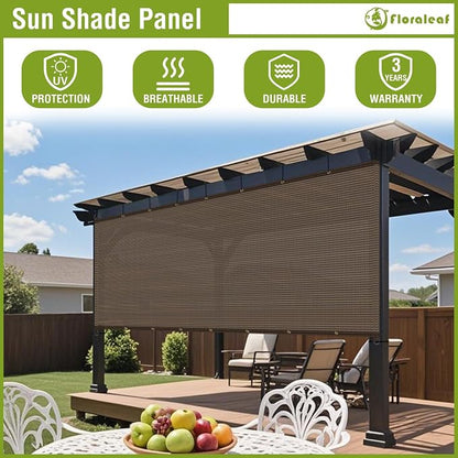 7' × 13' Pergola Shade Cover Universal Replacement Canopy Cover Outdoor Durable Fabric Sun Shade Cloth for Deck Patio Porch Backyard Gazebo with Grommets & Weighted Rods, Brown