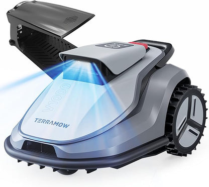 V1000 Robot Lawn Mower with Garage, Max 0.3 Acre, No Wire/RTK, Auto Mapping | Triple-Camera AI Vision Navigation and Obstacle Avoidance, Smart App Control, Multi-Zone Management for Complex Gardens
