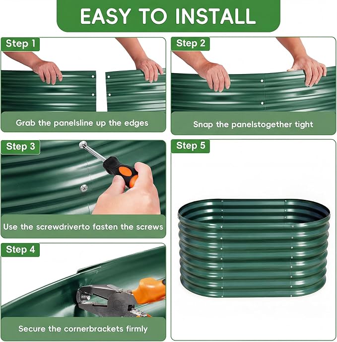 AHEONLAR 3Pack 3x2x2ft Galvanized Raised Garden Beds Outdoor, Oval Raised Beds for Gardening Metal Planter Boxes for Planting Vegetables, Fruit, Herb, Green