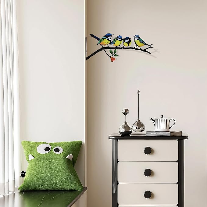 Metal Bird Wall Art Decor,Outdoor Wall Decor for Garden Fence Porch, Weatherproof Fence & Garden Decorations, Metal Yard Art for Patio Wall