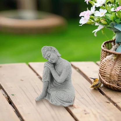 Buddha Garden Statue Sandstone Resin Effect Outdoor and Indoor Yoga Decor for Lawn and Home Weather Resistant for SCULPTURE for Tranquil Zen Landscape Enhancements(S)