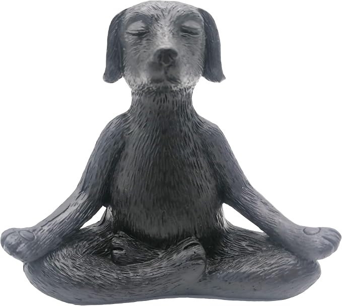 Meditation Buddha Ornament Meditation Dog Decoration Yoga Dog Garden Gift (Black)